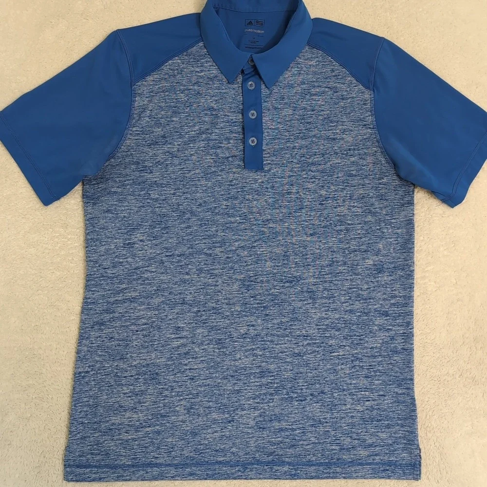 ADIDAS Men's M Pure motion BLUE/HAZY BLUE POLO GOLF SHIRT - Picture 3 of 8